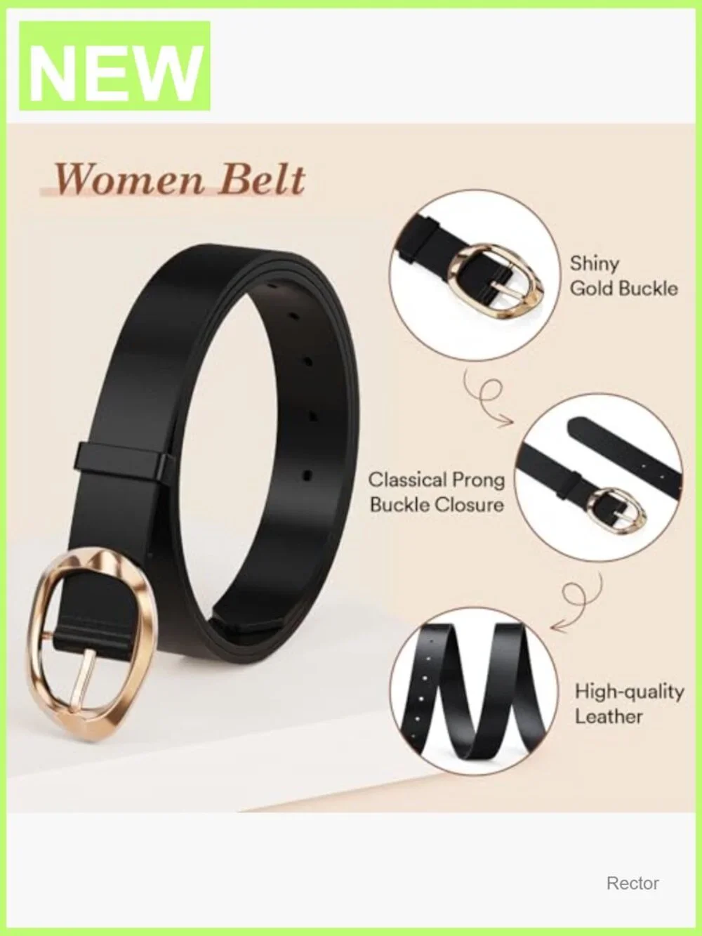 3pk Leather Belts for Women with Gold Buckle - Fashion Accessory Set